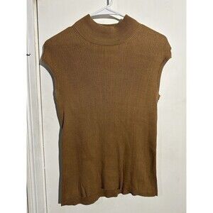 Coldwater Creek ribbed mock neck sleeveless sweater in a rich bronze-brown S